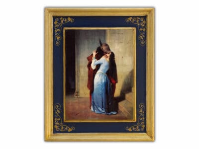 Bacio Hayez pictografia su tavola con cornice riportata blu